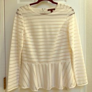 White eyelet peplum top